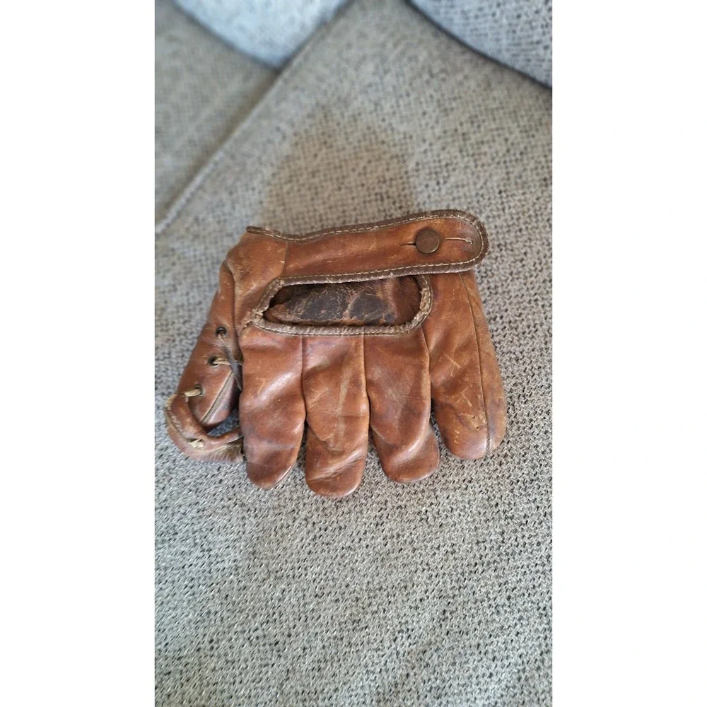 VINTAGE SPLIT FINGER BASEBALL GLOVE LEATHER MITT 1940S 1950S COLLECTIBLE